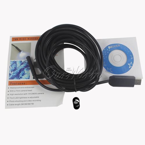 New 7m 6led 7mm waterproof usb borescope endoscope inspection tube video camera for sale