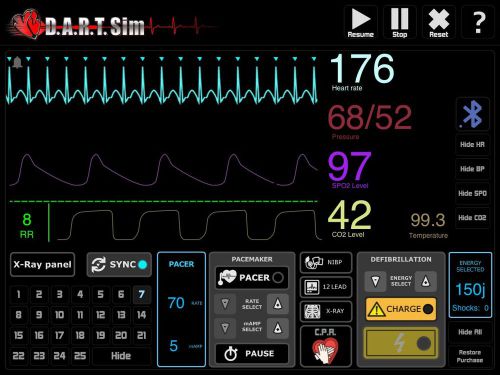 ECG Simulator 25 rhythms, Simulate 12Lead,X-Rays,PACING,SYNC,D-fib,NIBP,CO2,SPO2