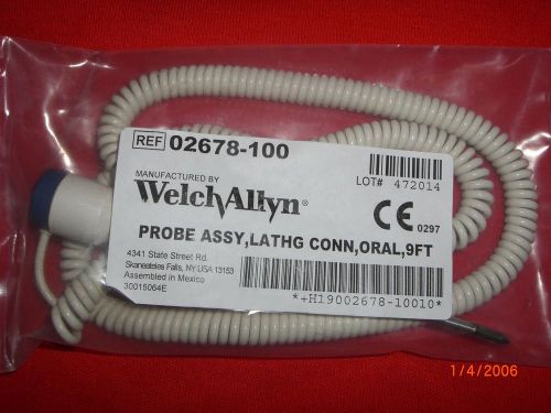 NEW WELCH ALLYN TEMPERATURE PROBE 9FT, ORAL REF# 02678-100