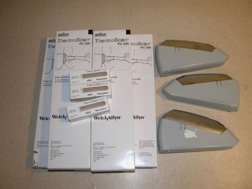 Qty 3 welch allyn braun thermoscan ear thermometer 6014 +1000 probe covers for sale