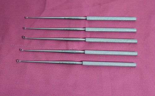 OR Grade Set Of 5 Buck Ear Curettes Sharp Curved Ent Surgical Instruments