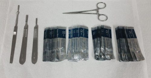 3 scalpel hadles #3,4,7+80 blades #10,11,15,22+bonus scalpel remover for sale