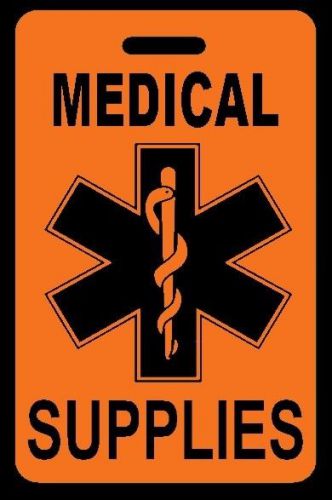 Orange medical supplies luggage/gear bag tag - free personalization - new for sale