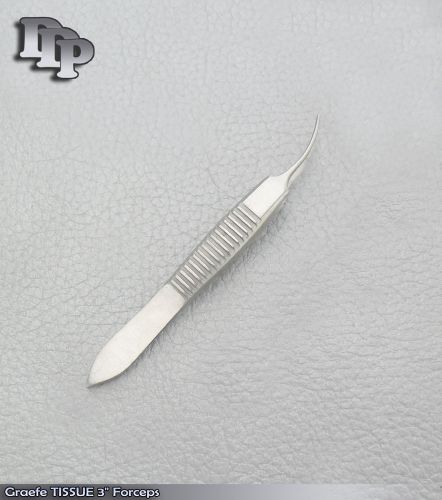Graefe TISSUE Forceps Opthalmic Surgical Research 1x2 TEETH curved 3&#034;