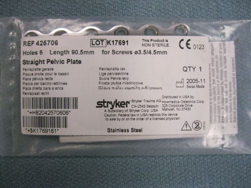 STRYKER PELVIC PLATE  REF # 425706 - 6 HOLES  90.5 mm