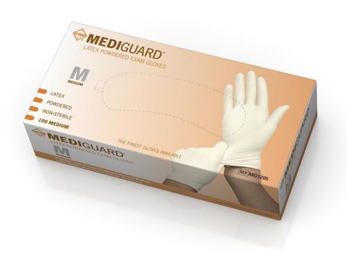 Mediguard non-sterile powdered latex exam glove medium -box of 100 for sale