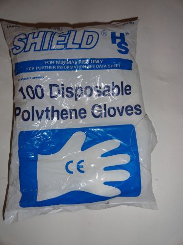 Disposable polythene gloves 100 clear xl size  made by shield for sale