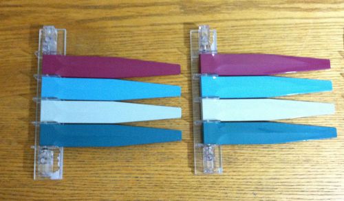 exam room flags, 4 colors, teal green, gray, steel blue, berry