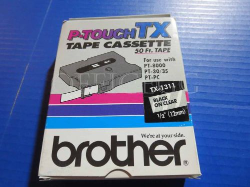 Brother P-Touch TX1311  1/2&#034; Black on Clear tape