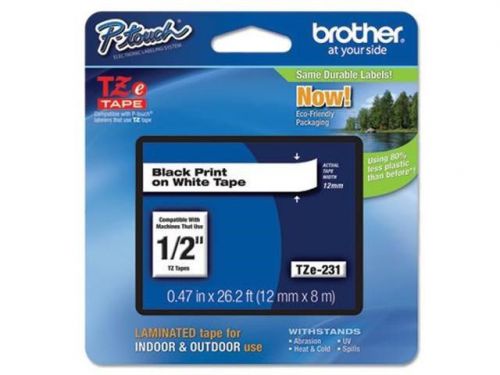 Brother Black Print on White Tape TZe-231 1/2&#034;  P-Touch  Labeling System