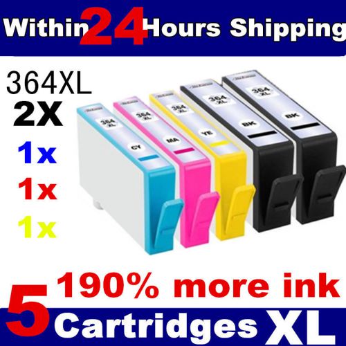 5 ink cartridges for hp 364 xl photosmart printer (2 black xl 1 c 1 m 1 y) for sale