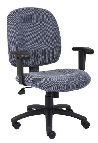B495 BOSS SKYBLUE FABRIC COMPUTER/OFFICE TASK CHAIR WITH ADJUSTABLE ARMS