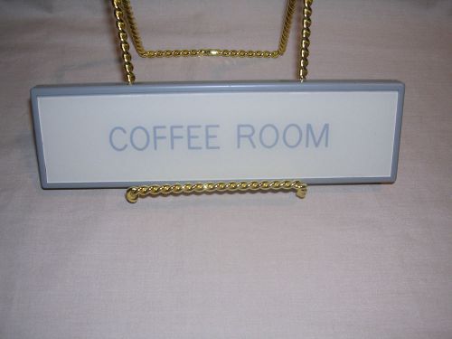Office / Door Sign - Coffee Room, Gray Frame and Lettering, Tan Background