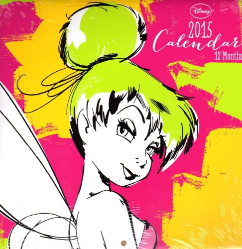 2015 16 Month TINKERBELL 10x10 Artist&#039;s Sketch Wall Calendar NEW SEALED Disney