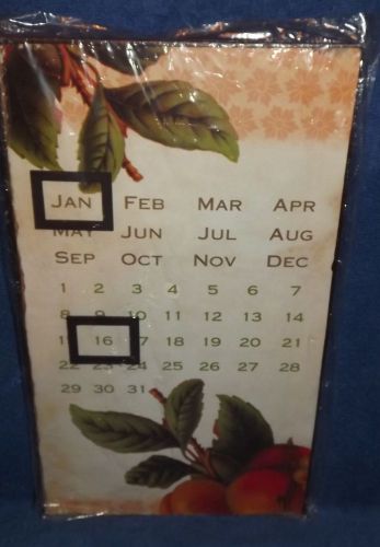 Metal Perpetual Calendar Peaches Theme 13-3/4&#034; x 8&#034;