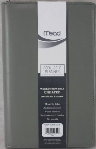 Mead Gray Refillable Planner Monthly/Weekly Leather Case 5X8 NWT