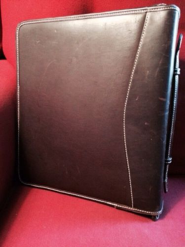 Franklin Covey Brown Leather Monarch Zippered planner with 2 inch rings and hand