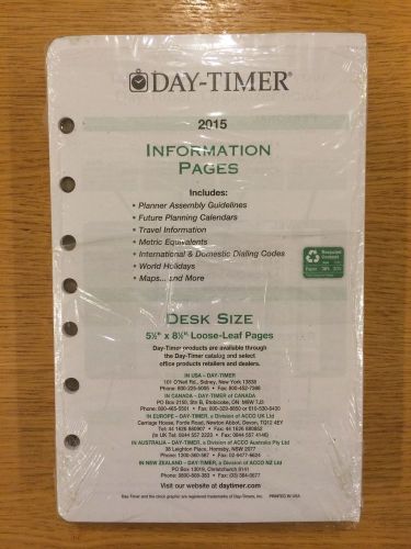 DAY TIMER Refill 2015 Information Pages Desk Size 5-1/2&#034; x 8-1/2&#034;