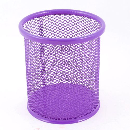 Metal mesh cylinder pen/pencil/stationery holder - purple for sale