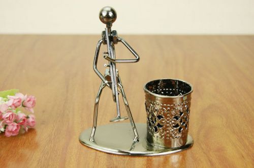 Metal Trumpet Band Pen Holder Pencil Pot Gift Desktop Music Decoration Toy-C100