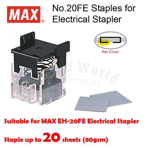 MAX No.20FE Staple Cartridge, 2000 staples-For MAX EH-20F Electric Stapler ONLY