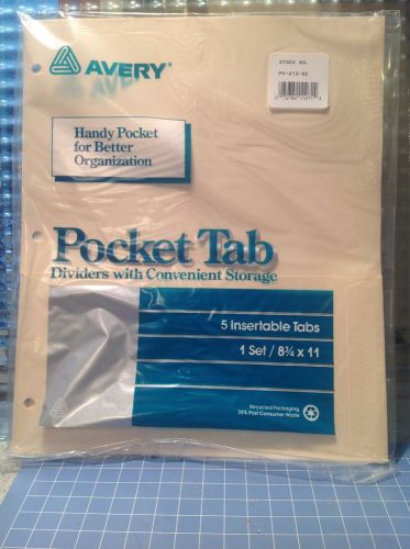 Avery Pocket Tab 5 Binder 3 Hole Punched Dividers w Front Pocket 8 3/4 x 11 New