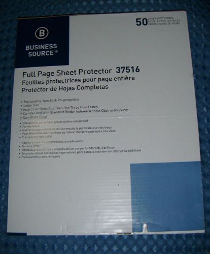 FULL SHEET PROTECTORS - BUSINESS SOURCE 37516 - 50/PACK  - 9&#034; X 11&#034; LETTER SIZE