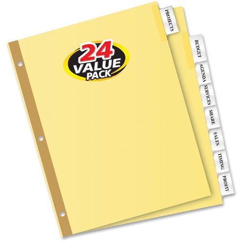 New 24PK  Avery WorkSaver Insertable Tab Index Dividers Letter 8-Tab AVE11115