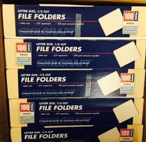 500 file folder,3/4&#034; expansion,1/5&#034;cut,letter-size,5x100/pk manila total of 500! for sale