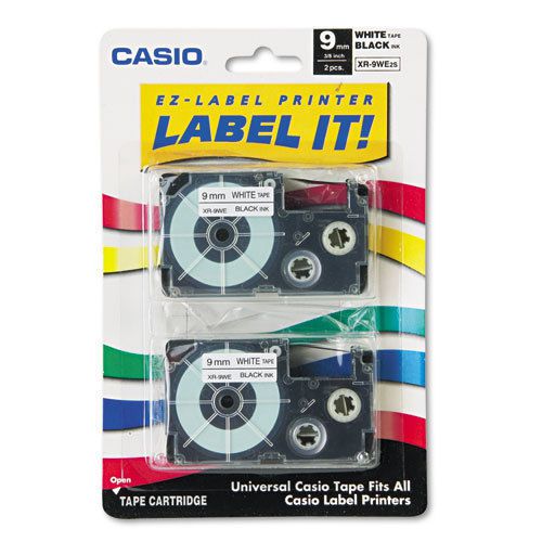 Tape cassettes for kl label makers, 9mm x 26ft, black on white, 2/pack for sale