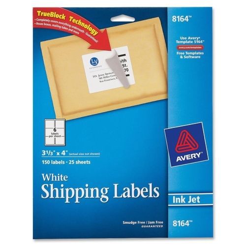 LOT OF 4 Avery White Mailing Labels - 3.33&#034; W x 4&#034;L - 150/Pk - White