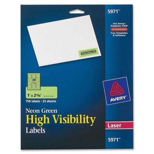 Avery High Visibility Laser Labels - 1&#034;Wx2.62&#034;L -750/Pack- Laser -Green