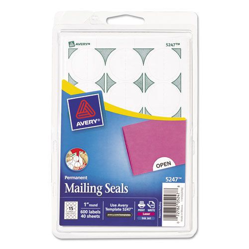 Print or write mailing seals, 1in dia., white, 600/pack for sale