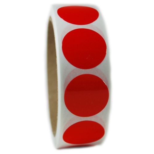 Glossy Red Circle Sticker - 1&#034; diameter - 500 ct