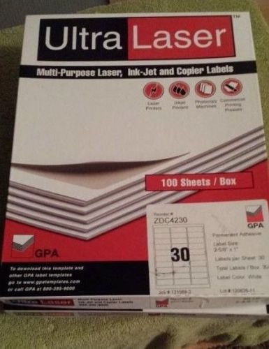 Ultra Laser Multi Purpose White Labels 3000 Per Box  2 5/8  X  1