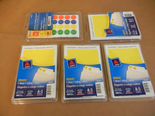 AVERY  PRINT OR WRITE  COLOR CODING LABEL 3/4 &#034; LOT OF 5 NEW PACK - 2200 LABELS