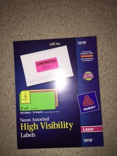 Avery 5978 - High-Visibility-Laser-Labels-2-X-4-Assorted-Neons-150-Pack