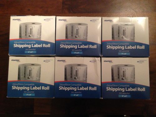 6 stamps.com 4&#034; x 6&#034; Zebra/Eltron Compatible Shipping Label Rolls (500/Roll)
