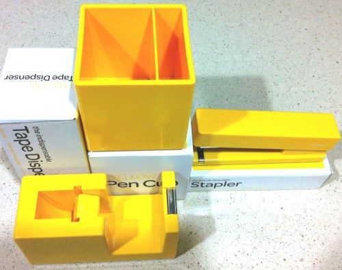 Poppin Yellow Office Set (Pen Cup, Stapler, Tape Dispenser)