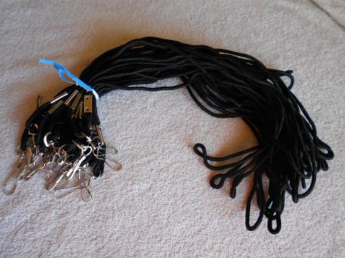 24 count, 19 and 1/2 inch black nylon lanyards with silver swivel J hook