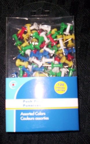 RED/GREEN/YELLOW/WHITE/BLUE-120 Count Push Pins -GREAT FOR SCHOOL/HOME/OFFICE