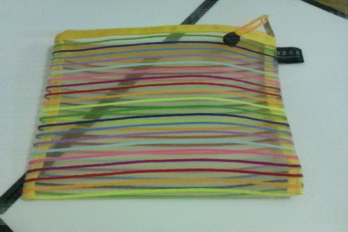 1x rainbow pencil pouch transparent nylon net cosmetic case document bag a4 size for sale