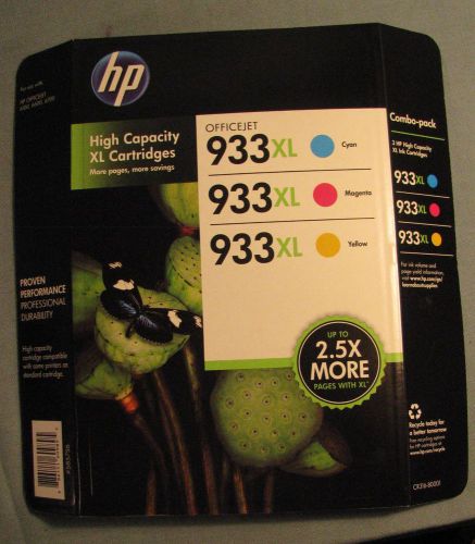 GENUINE HP 3 PACK INK CARTRIDGES C/M/Y 933XL HIGH CAPACITY NEW IN BOX CR316BN