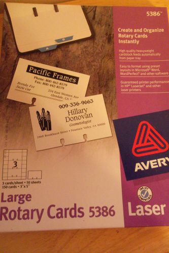 Avery Large White Rotary Cards 5386 3&#034;x5&#034; Heavyweight Cardstock Laser