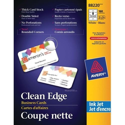 Avery Clean Edge 88220 Business Card - Inkjet - 2&#034; x 3.50&#034; - Matte- White