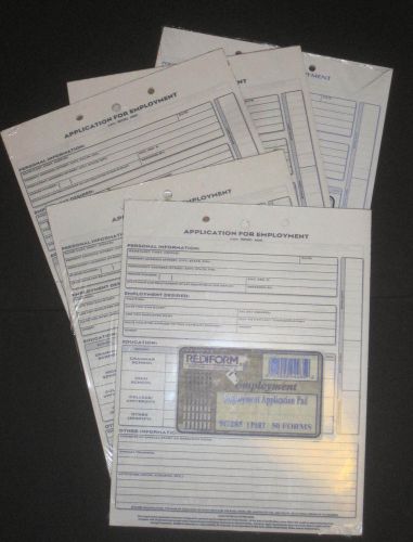 Rediform Employment Application Pad Lot of 5 pads #9G285 1 part 50 forms per pad