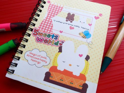 Sweets World Rabbit Notebook Diary Memo Message Scratch Planner Booklet FREESHIP