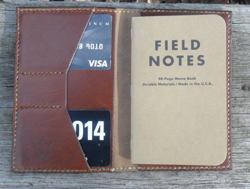 Handmade leather case cover for field notes card holder xl chromexcel lt. brown for sale