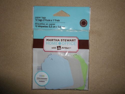 12 Martha Stewart Home Office Paper Tags~2 5/32&#034; X 1 7/16&#034;, BRAND NEW IN PACKAGE