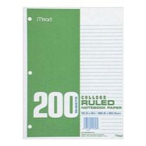 Mead Filler Paper 8&#039;&#039; x 10-1/2&#039;&#039; College Ruled 200 Count